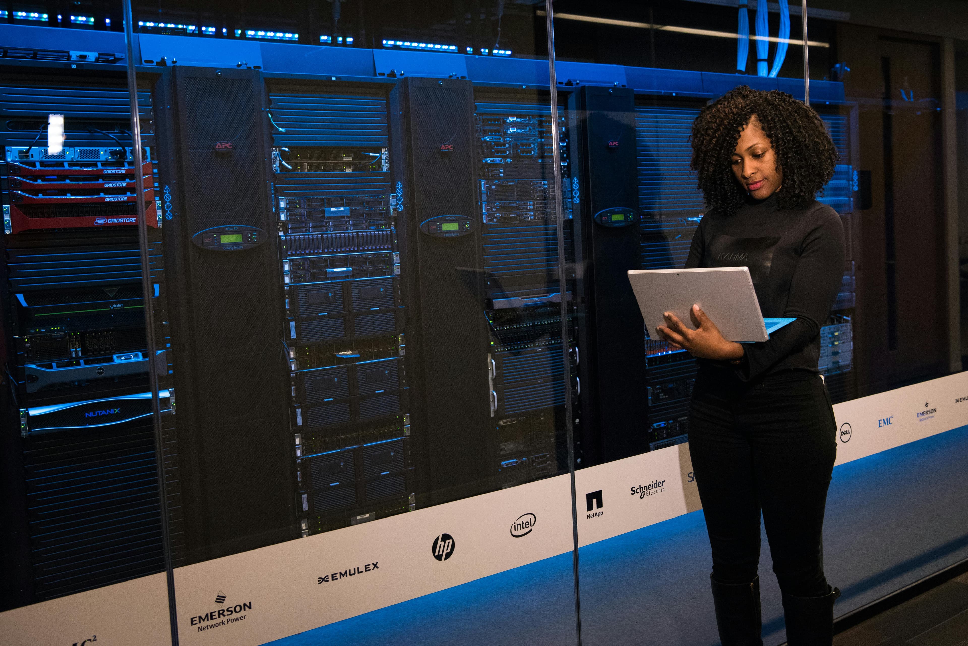 Techera engineer reviewing infrastructure in a data centre